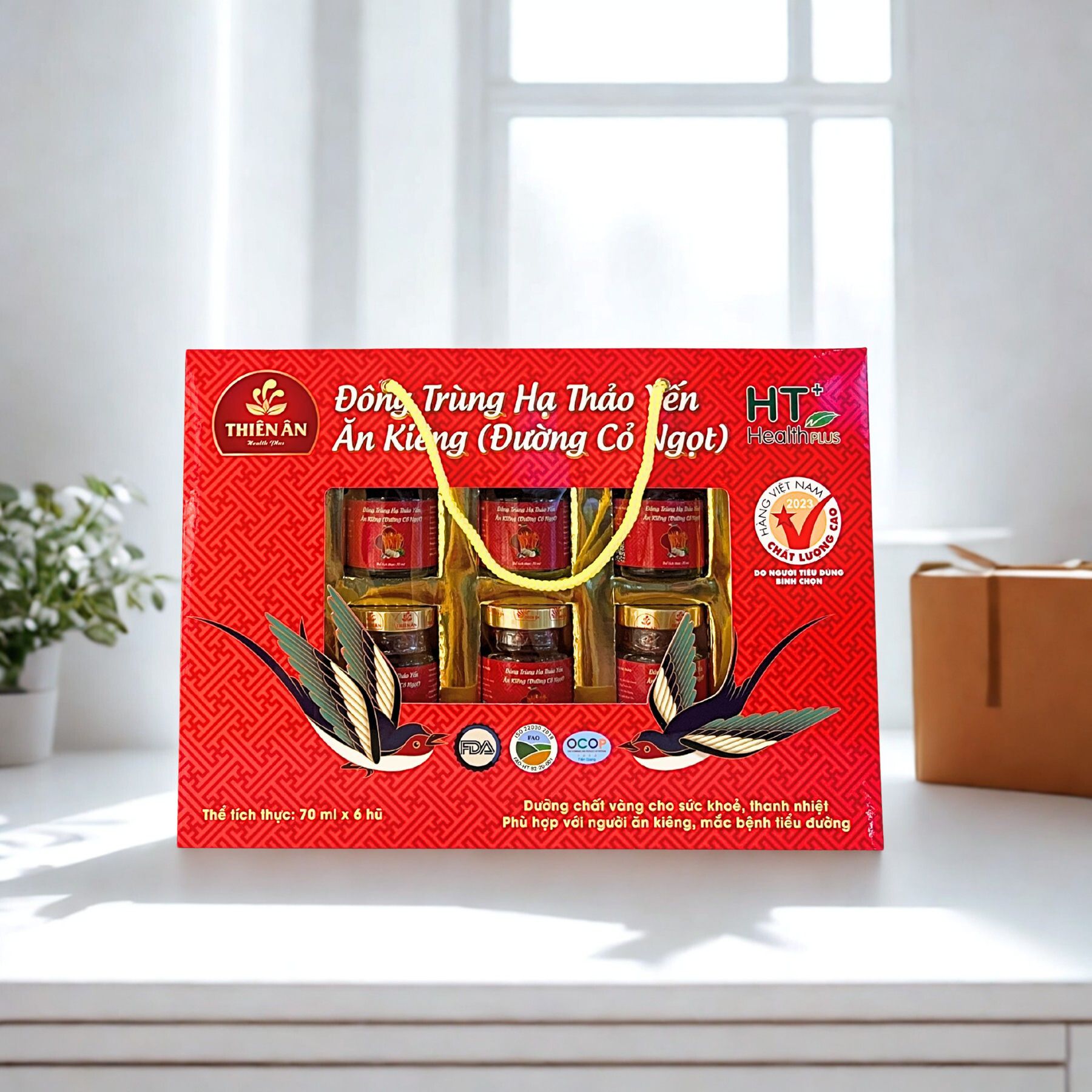 Hộp 6 Hũ Đông Trùng Hạ Thảo Yến Ăn Kiêng (Đường Cỏ Ngọt)